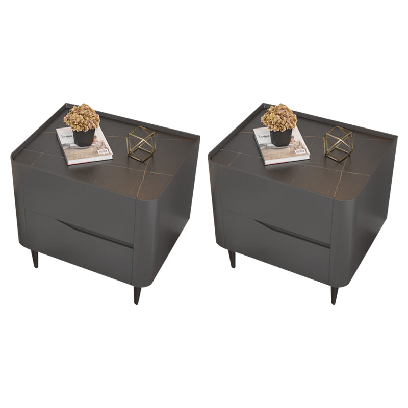 2 - Drawer Contemporary Accent Table Nightstand Antique Finish Bedside Cabinet