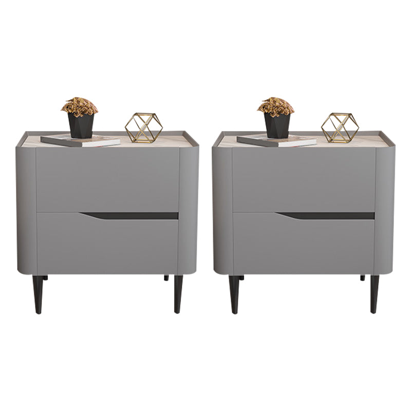 2 - Drawer Contemporary Accent Table Nightstand Antique Finish Bedside Cabinet