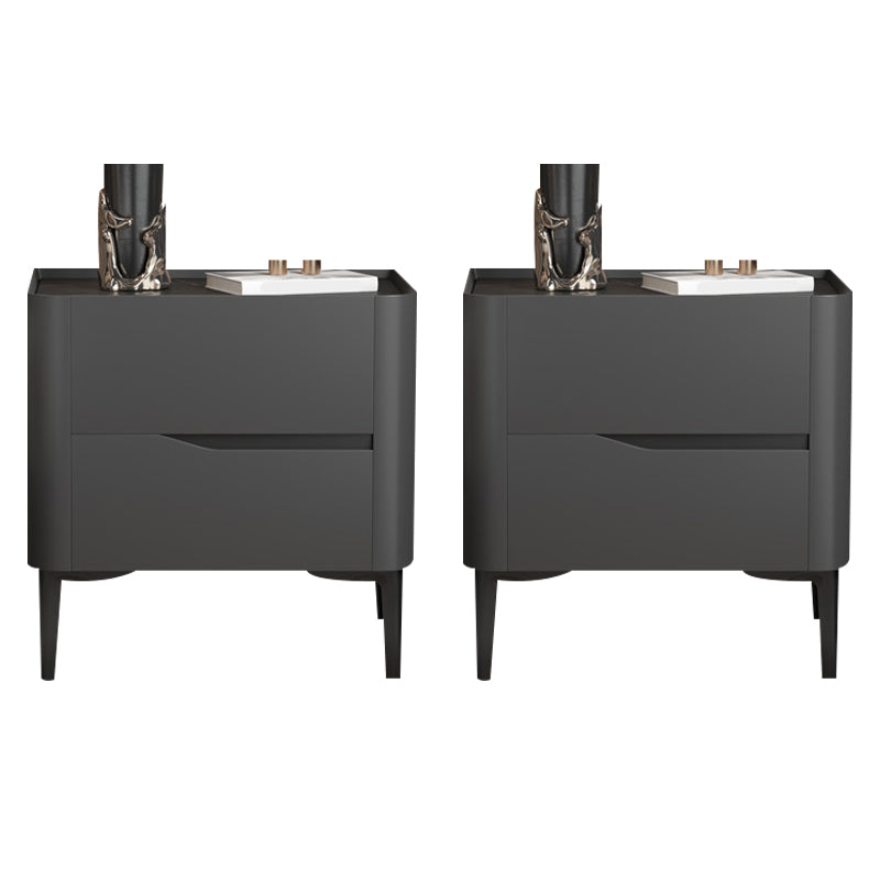 2 - Drawer Contemporary Accent Table Nightstand Antique Finish Bedside Cabinet