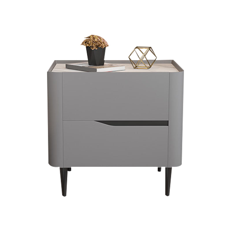 2 - Drawer Contemporary Accent Table Nightstand Antique Finish Bedside Cabinet