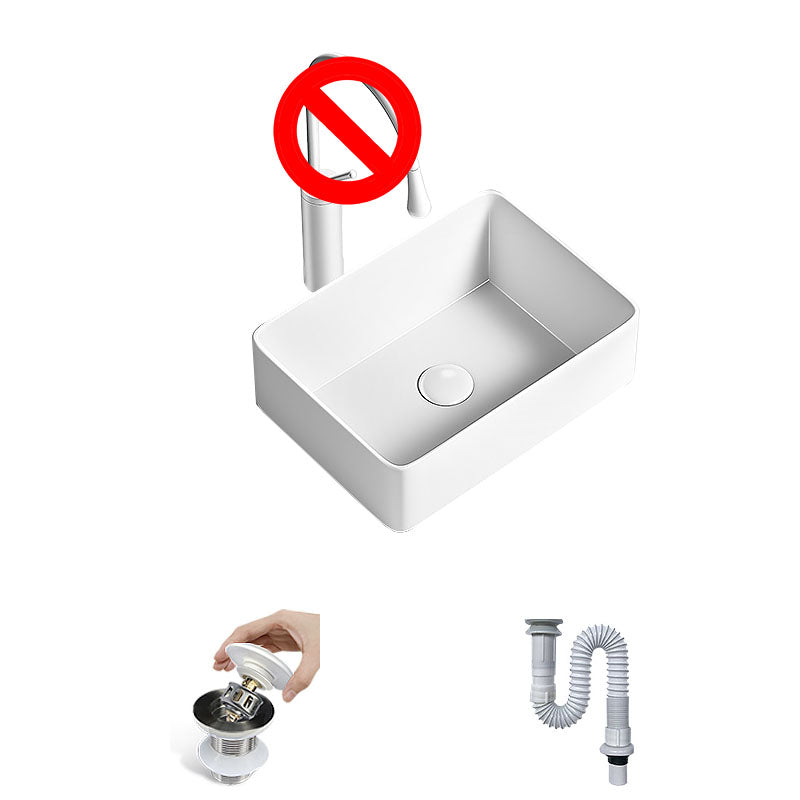 Modern Vessel Bathroom Sink Porcelain Shut-Off Valve Included Basin Sink