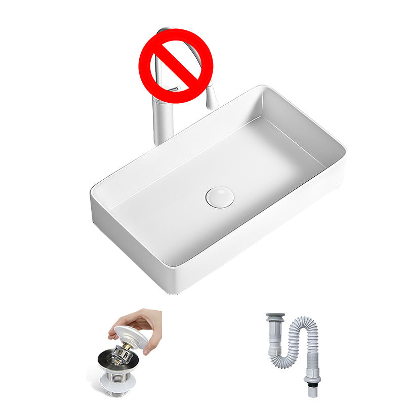Modern Vessel Bathroom Sink Porcelain Shut-Off Valve Included Basin Sink