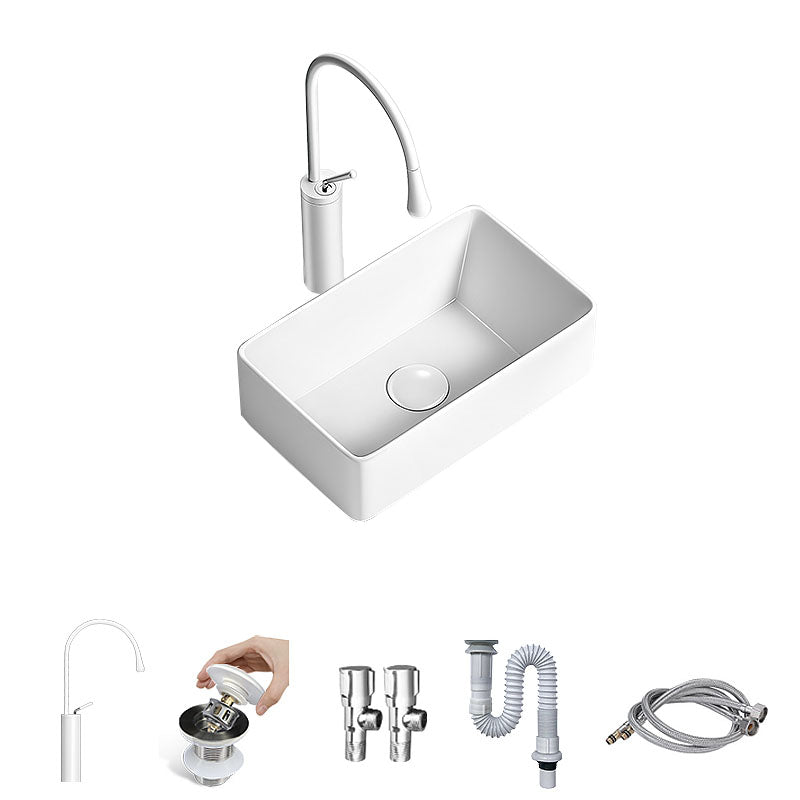 Modern Vessel Bathroom Sink Porcelain Shut-Off Valve Included Basin Sink