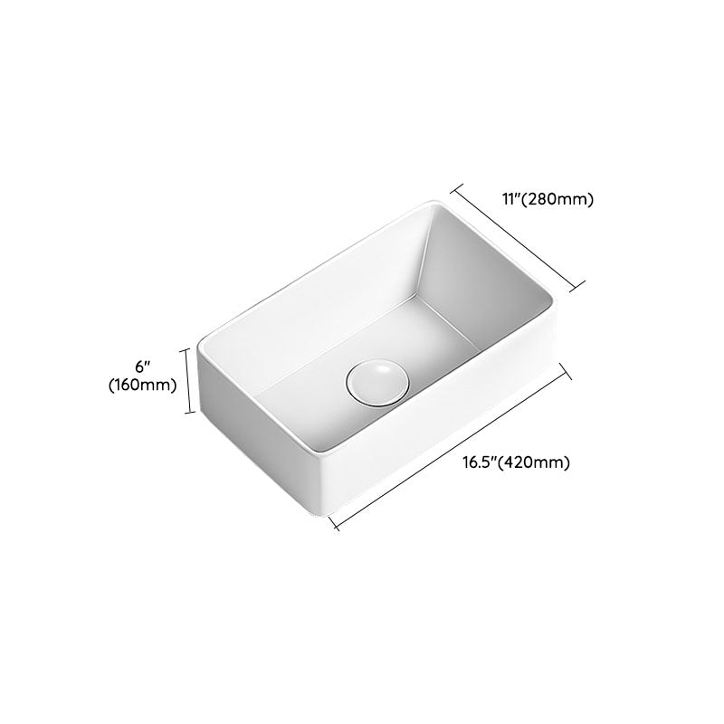Modern Vessel Bathroom Sink Porcelain Shut-Off Valve Included Basin Sink
