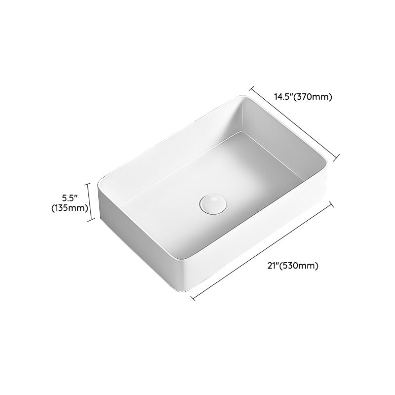 Modern Vessel Bathroom Sink Porcelain Shut-Off Valve Included Basin Sink