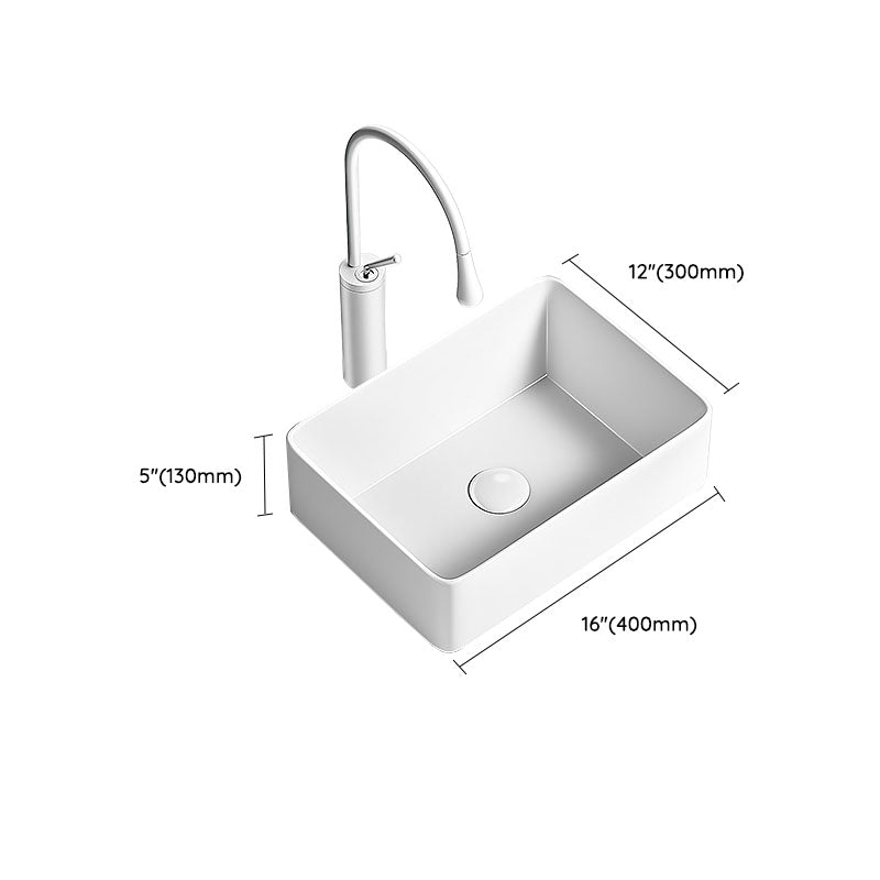 Modern Vessel Bathroom Sink Porcelain Shut-Off Valve Included Basin Sink