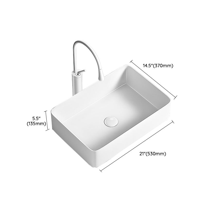 Modern Vessel Bathroom Sink Porcelain Shut-Off Valve Included Basin Sink
