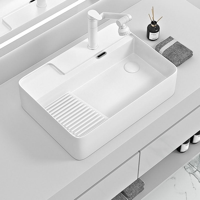 Modern Vessel Lavatory Sink Porcelain with Overflow Wash Stand