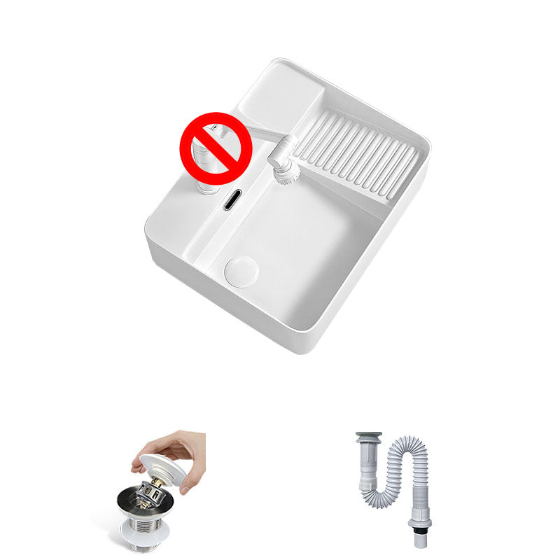 Modern Vessel Lavatory Sink Porcelain with Overflow Wash Stand