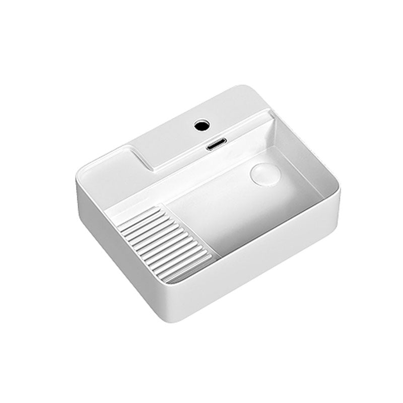 Modern Vessel Lavatory Sink Porcelain with Overflow Wash Stand