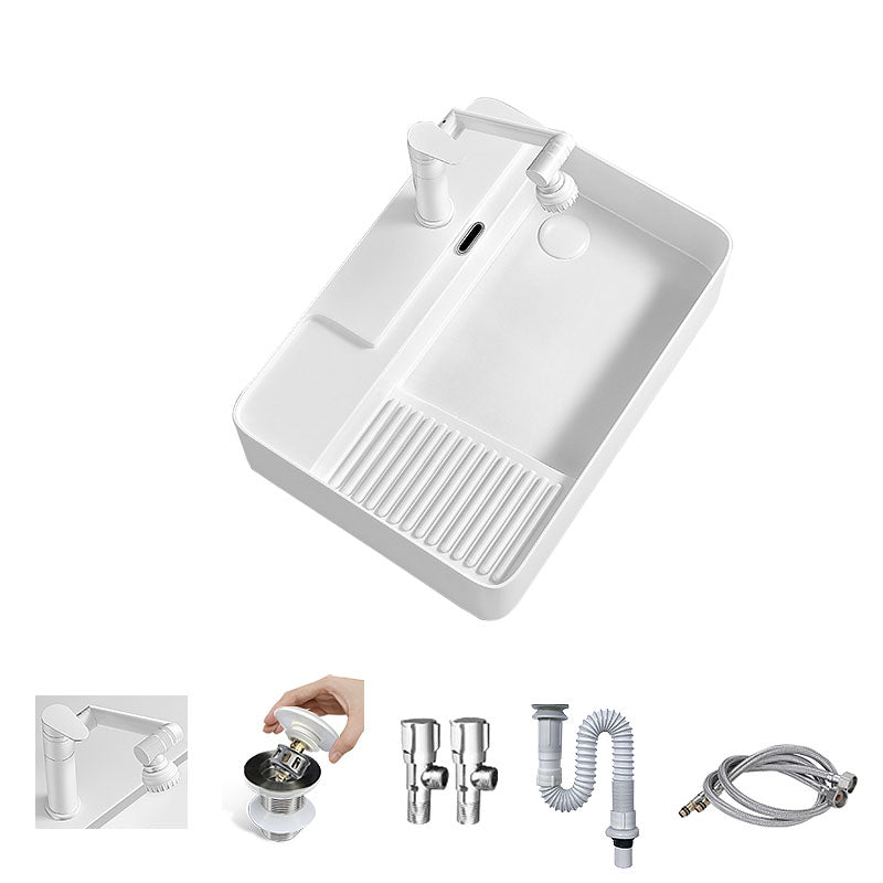 Modern Vessel Lavatory Sink Porcelain with Overflow Wash Stand