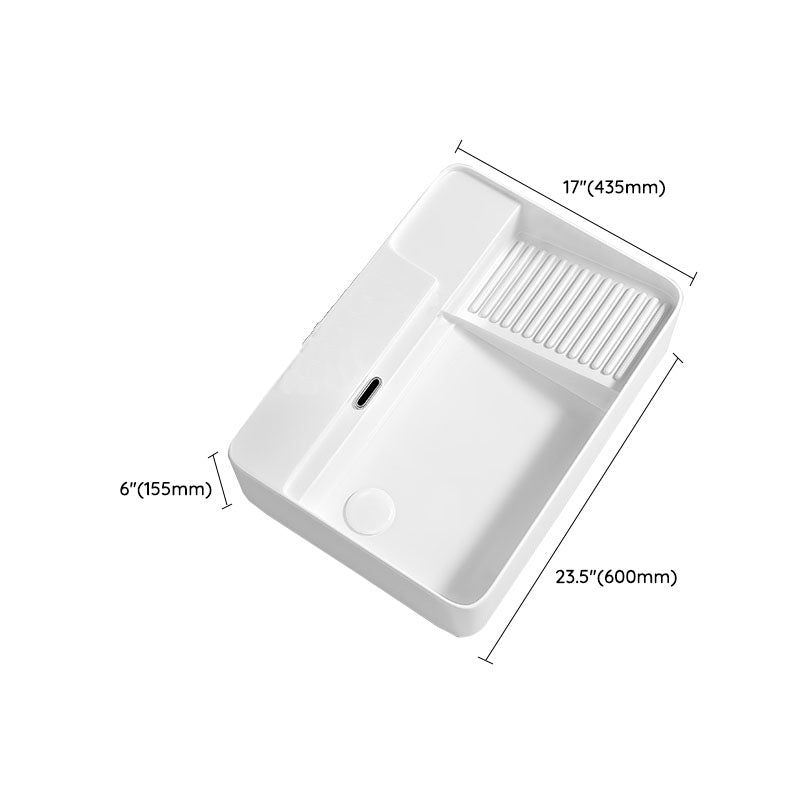 Modern Vessel Lavatory Sink Porcelain with Overflow Wash Stand