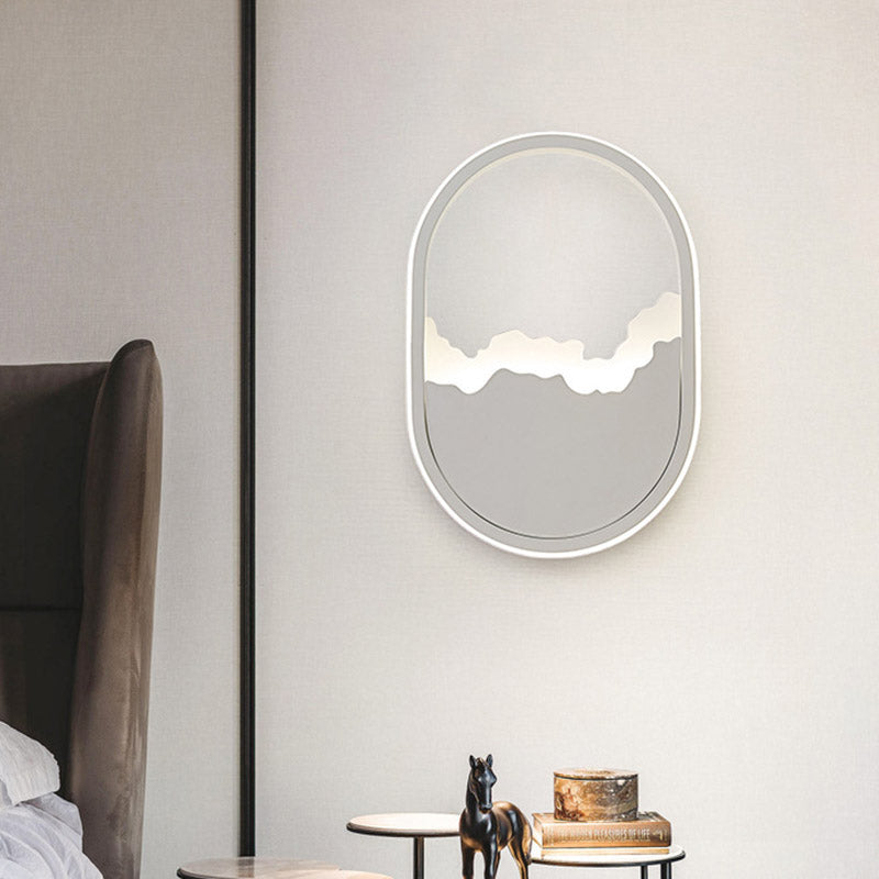 Modernisme Mur à paroi ovale légère en fer LED LED PIRMIÈRE LAMPE DE LAMPE DE LA LAMPE EN BLANC