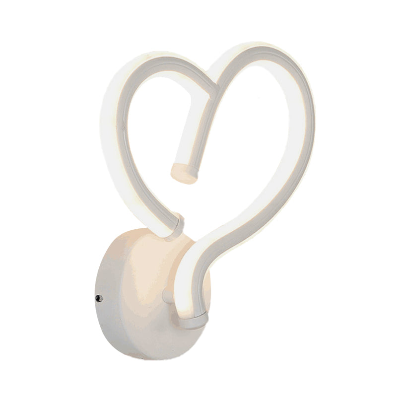 Acrylic Heart Shape Wall Light Fixture Contemporary LED White Wall Sconce Lamp in Warm/White Light