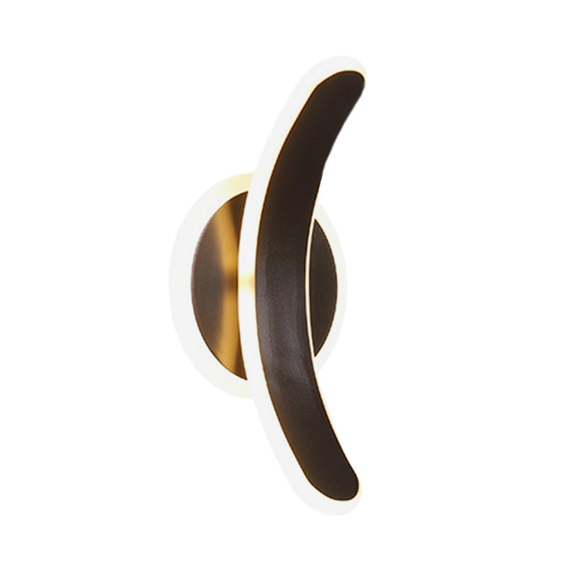 Black Bend Rectangle Wall Sconce Lighting Minimalist LED Acrylic Wall Mounted Lamp in White/Warm Light