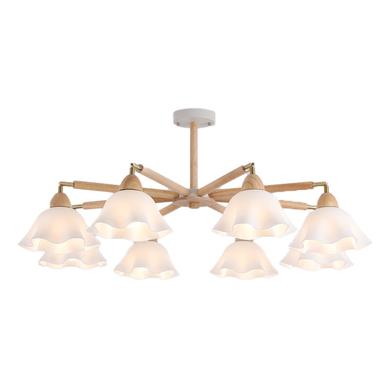 Modern Wooden Semi Mount Lighting Glass Shade Semi Flush for Living Room