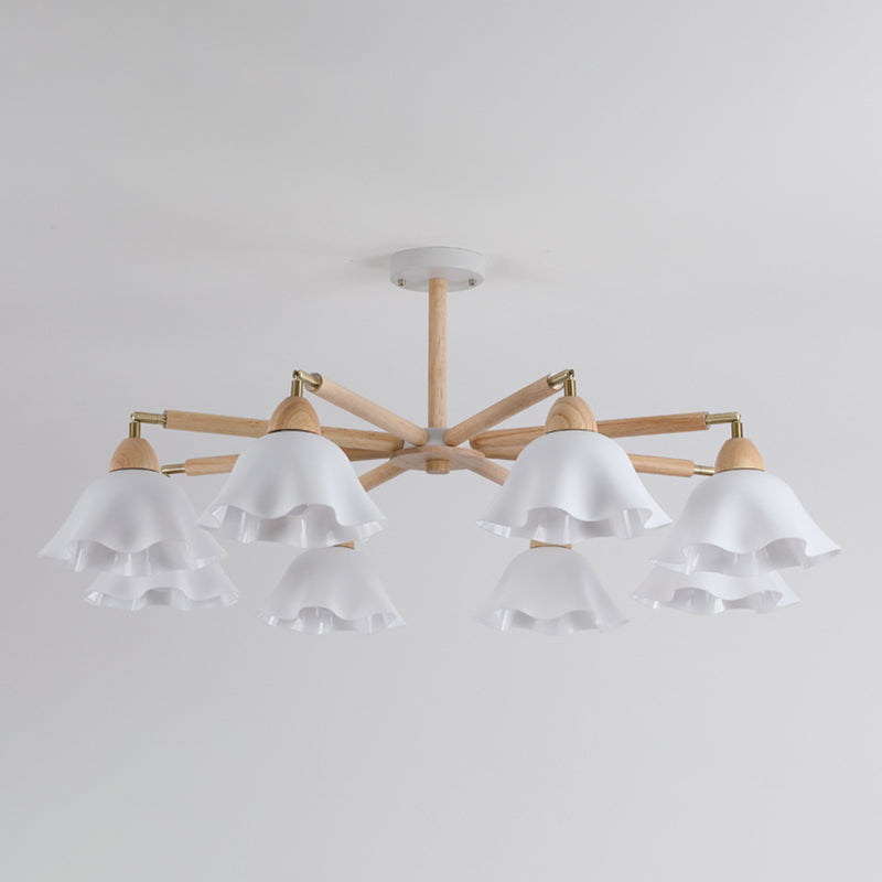 Modern Wooden Semi Mount Lighting Glass Shade Semi Flush for Living Room