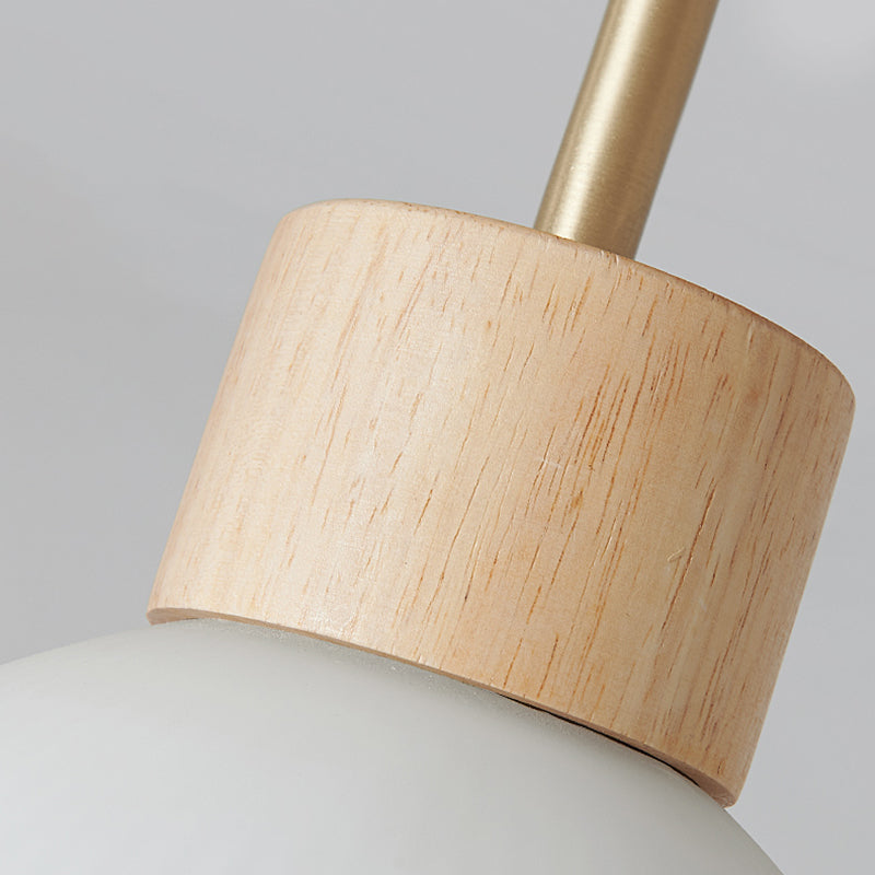 Contemporary Glass Shade Semi Flush Wooden Semi Mount Lighting for Living Room