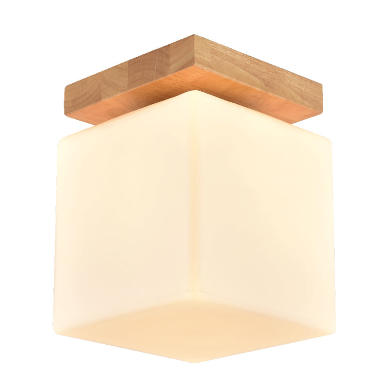 Modern Glass Semi Flush Mount Square Shade Semi Flush for Living Room