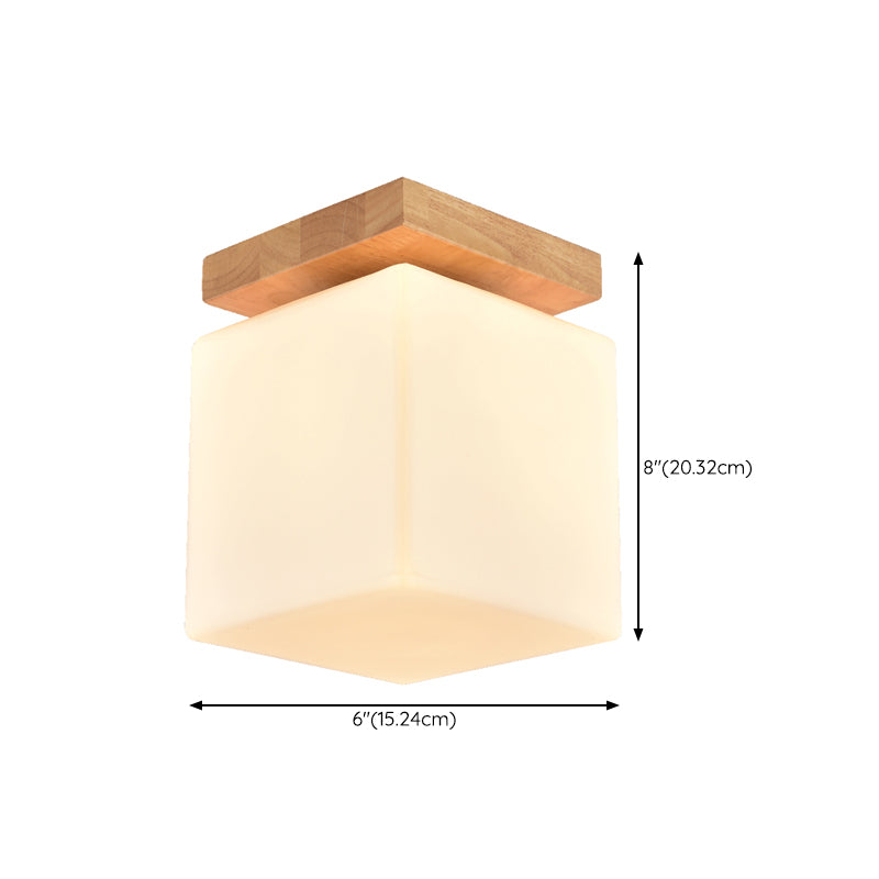 Modern Glass Semi Flush Mount Square Shade Semi Flush for Living Room