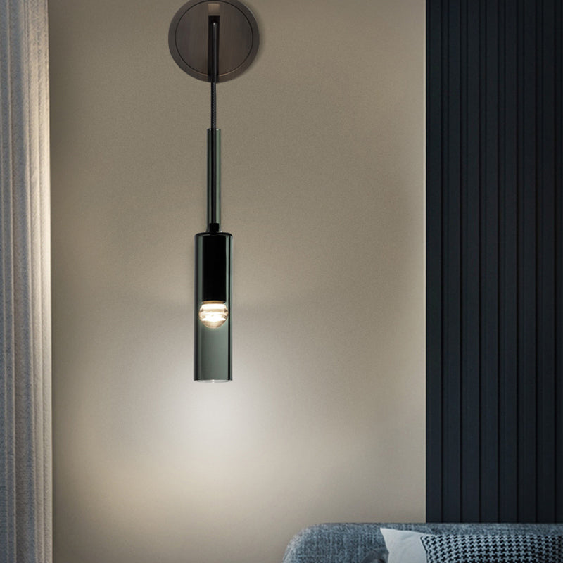 Modernism Wall Sconce Glass Wall Light Fixture in Black for Bedroom
