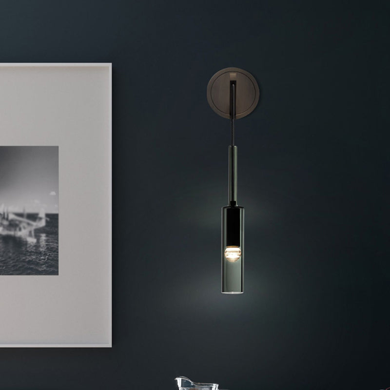 Modernism Wall Sconce Glass Wall Light Fixture in Black for Bedroom