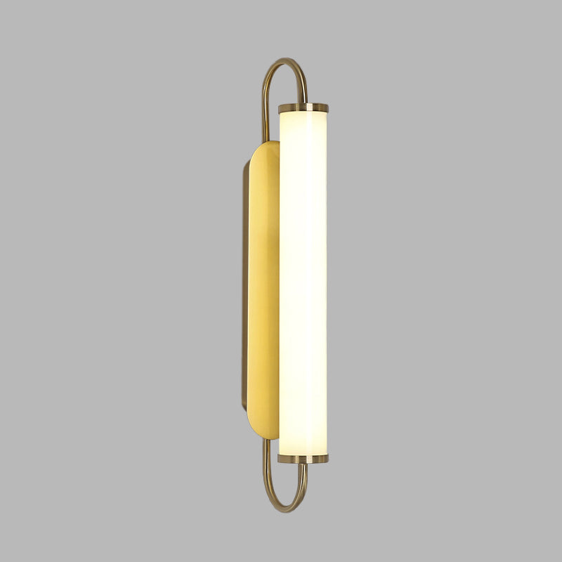 Arc Rectangle Metal Wall Sconce Post-Modern LED Gold Wall Mount Fixture with Tube Acrylic Shade