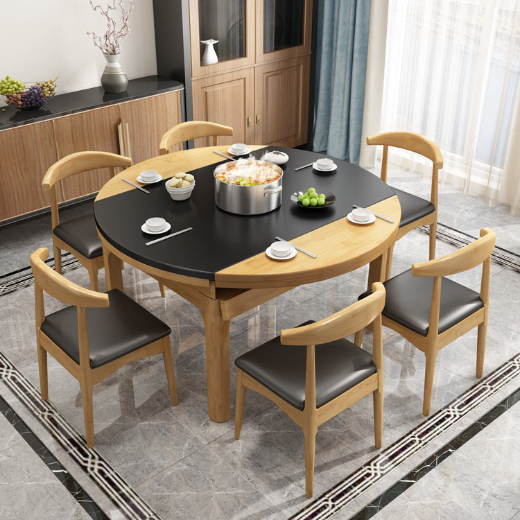 Contemporary Kitchen Dinner Table Solid Wood Extendable 4 Legs Dining Table