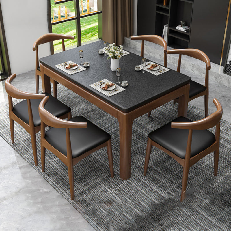 Contemporary Kitchen Dinner Table 4 Legs Solid Wood Dining Table