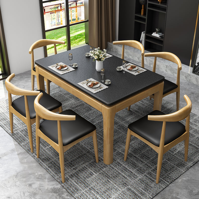 Contemporary Kitchen Dinner Table 4 Legs Solid Wood Dining Table