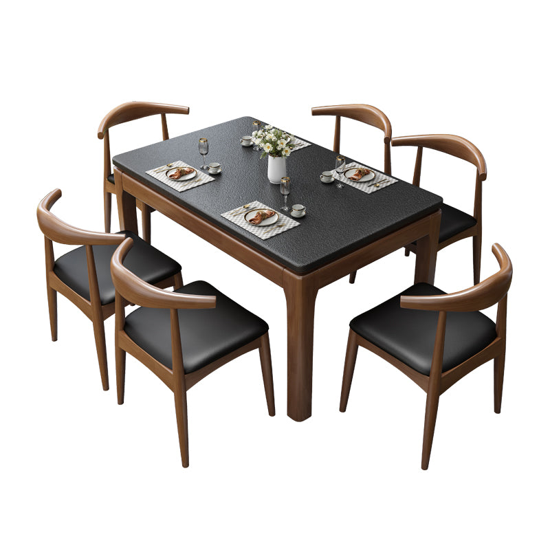 Contemporary Kitchen Dinner Table 4 Legs Solid Wood Dining Table