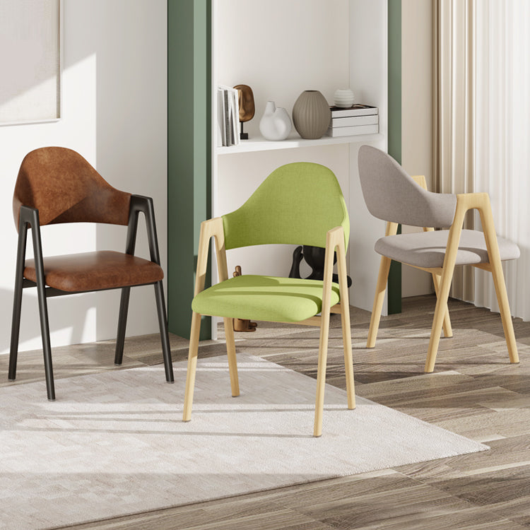 Contemporary Upholstered Arm Chair Open Back Home Dining Chair