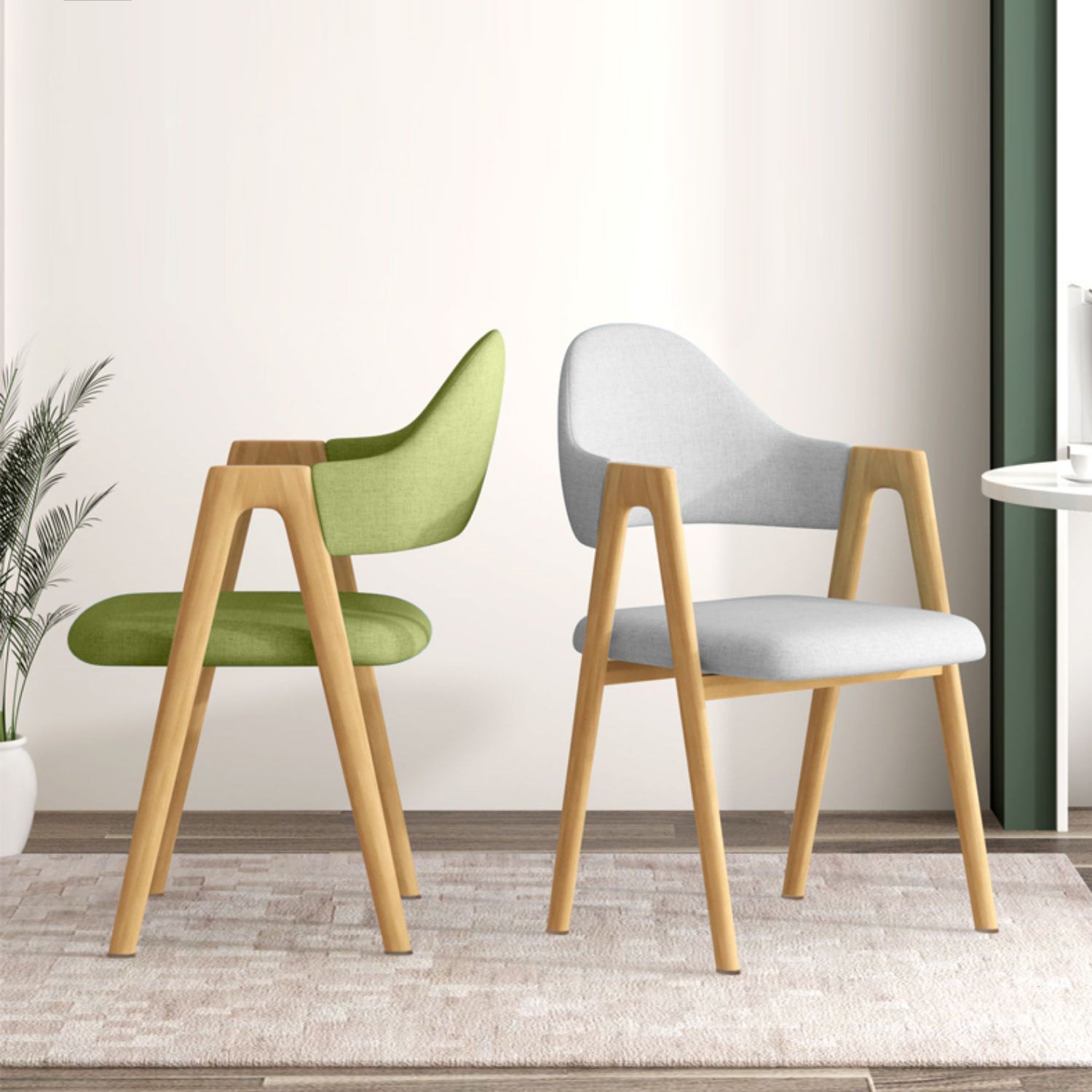 Contemporary Upholstered Arm Chair Open Back Home Dining Chair