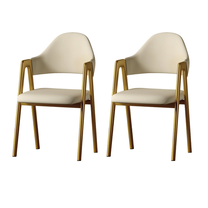 Contemporary Upholstered Arm Chair Open Back Home Dining Chair