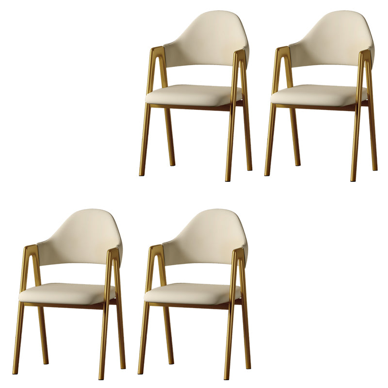 Contemporary Upholstered Arm Chair Open Back Home Dining Chair