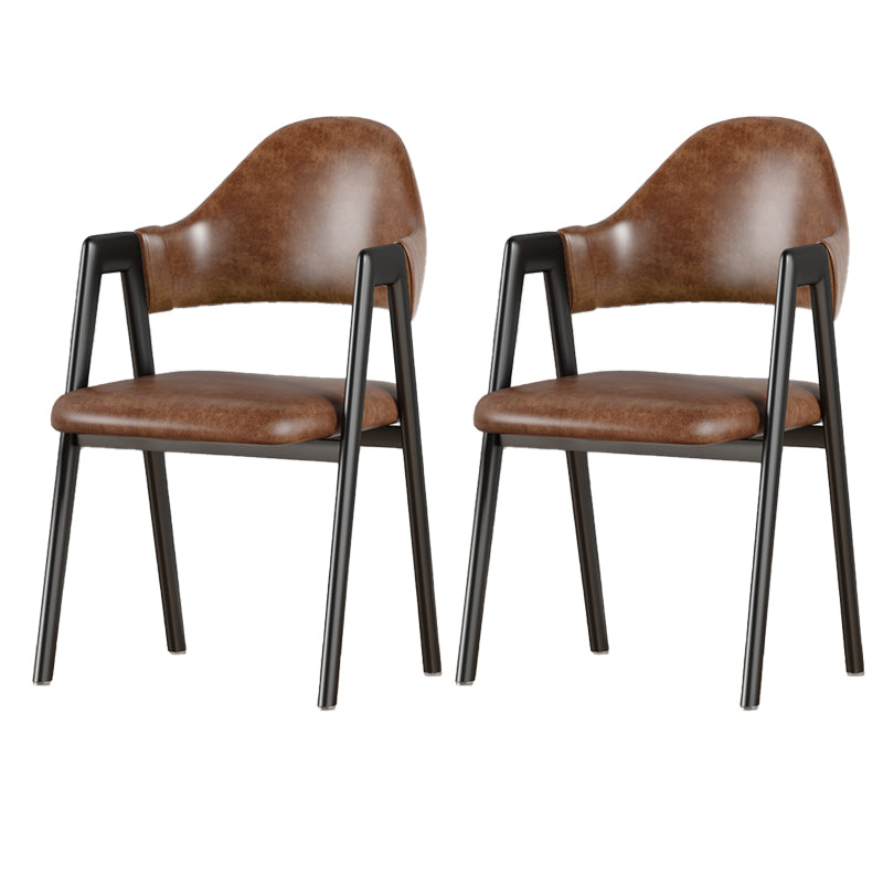 Contemporary Upholstered Arm Chair Open Back Home Dining Chair