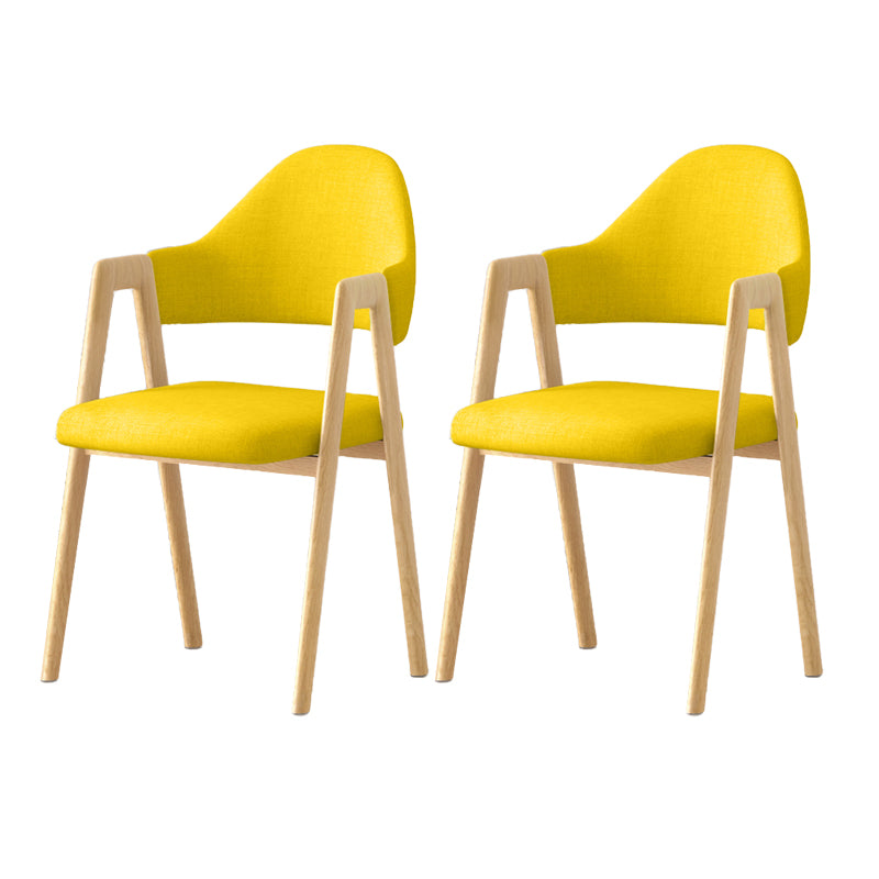 Contemporary Upholstered Arm Chair Open Back Home Dining Chair
