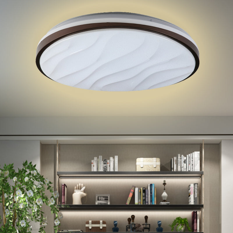 Round and Wave Bedroom Flush Mount Acrylic 16"/19.5" Dia LED Modernist Ceiling Flush in Black, Warm/White Light