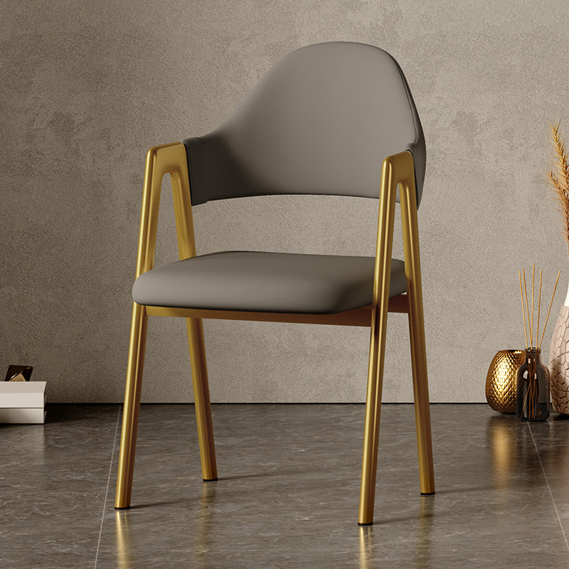 Contemporary Upholstered Arm Chair Open Back Home Dining Chair