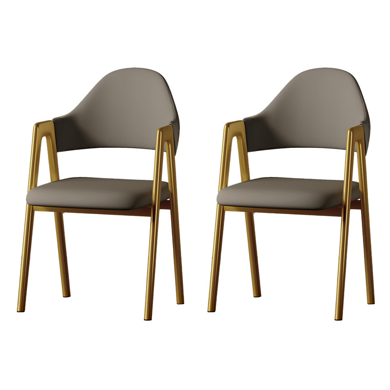 Contemporary Upholstered Arm Chair Open Back Home Dining Chair