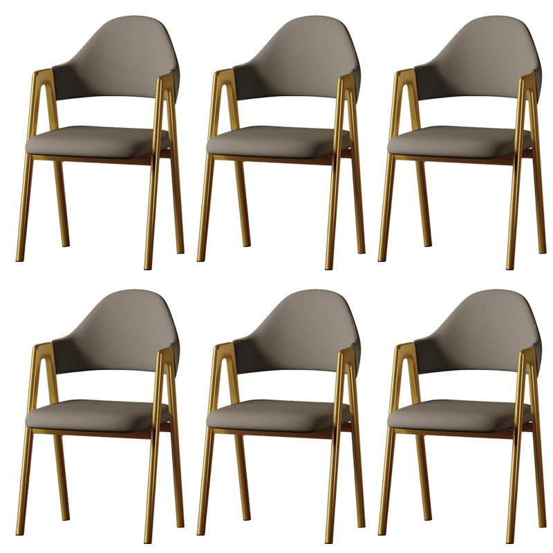 Contemporary Upholstered Arm Chair Open Back Home Dining Chair