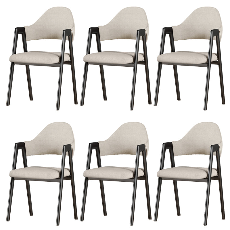 Contemporary Upholstered Arm Chair Open Back Home Dining Chair