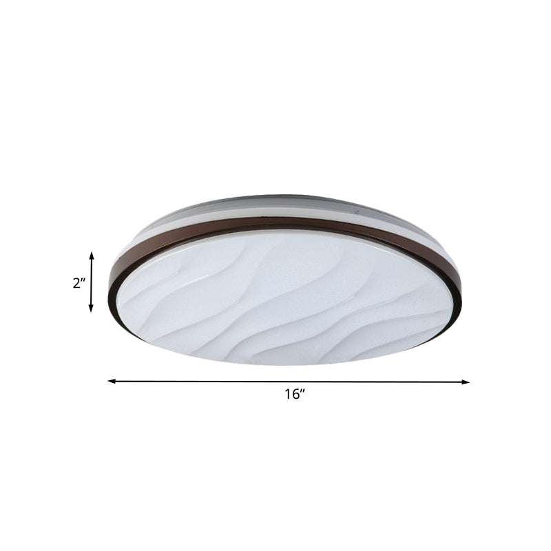 Round and Wave Bedroom Flush Mount Acrylic 16"/19.5" Dia LED Modernist Ceiling Flush in Black, Warm/White Light