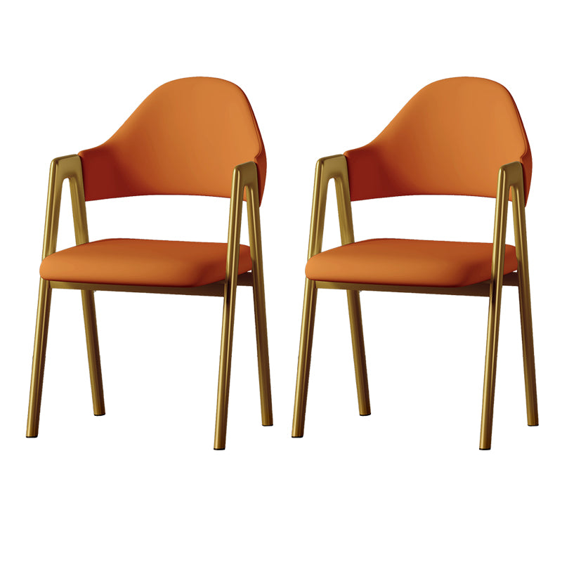 Contemporary Upholstered Arm Chair Open Back Home Dining Chair