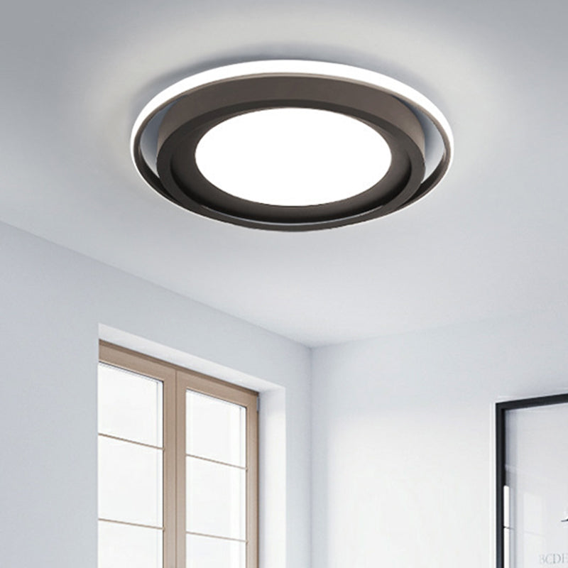 Acrylic Round Flush Lighting Modern LED Flush Mount in White/Black for Bedroom, White/Warm Light