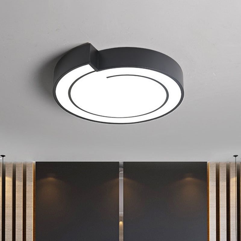 Whistling Flushmount Lighting Modernist Acrylic White/Black 18"/21.5" W LED Ceiling Lamp Fixture for Bedroom in Warm/White Light