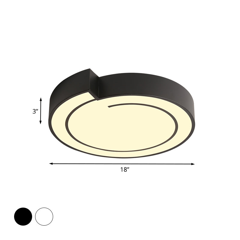 Whistling Flushmount Lighting Modernist Acrylic White/Black 18"/21.5" W LED Ceiling Lamp Fixture for Bedroom in Warm/White Light