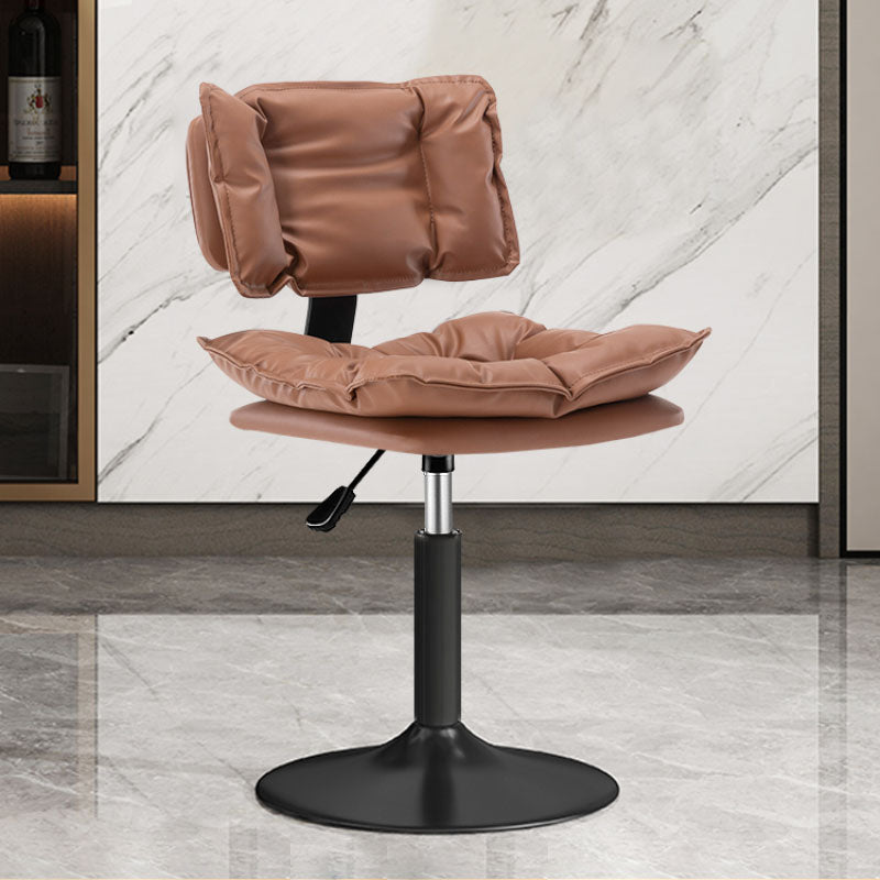 Glam Style Faux Leather Bar Stools Swivel Adjustable Height Bar Stool with Black Base