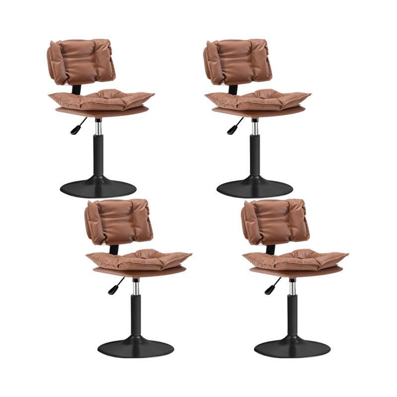 Glam Style Faux Leather Bar Stools Swivel Adjustable Height Bar Stool with Black Base