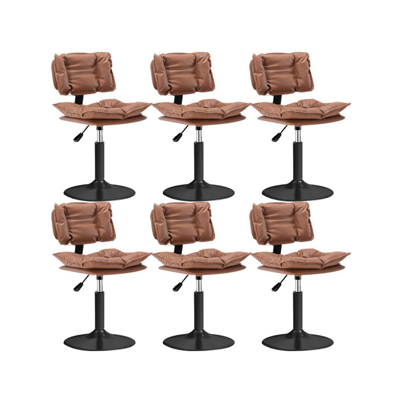Glam Style Faux Leather Bar Stools Swivel Adjustable Height Bar Stool with Black Base